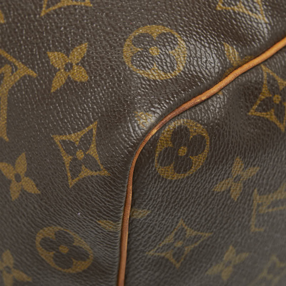 LOUIS VUITTON Authentic Brown Monogram Leather Speedy 35 Boston Bag - Picture 4 of 12